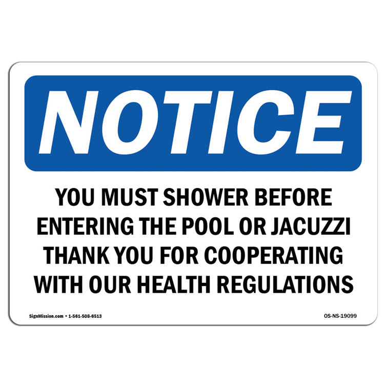 SignMission Vous devez prendre une douche avant d'entrer dans l